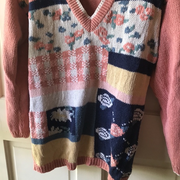 Vintage Patchwork Knit Sweater - Picture 3 of 6